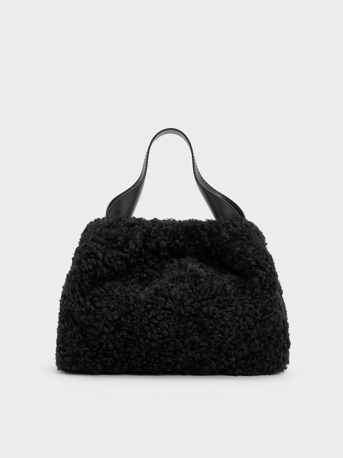 Charles & Keith - Ally Furry Slouchy Chain-Handle Bag