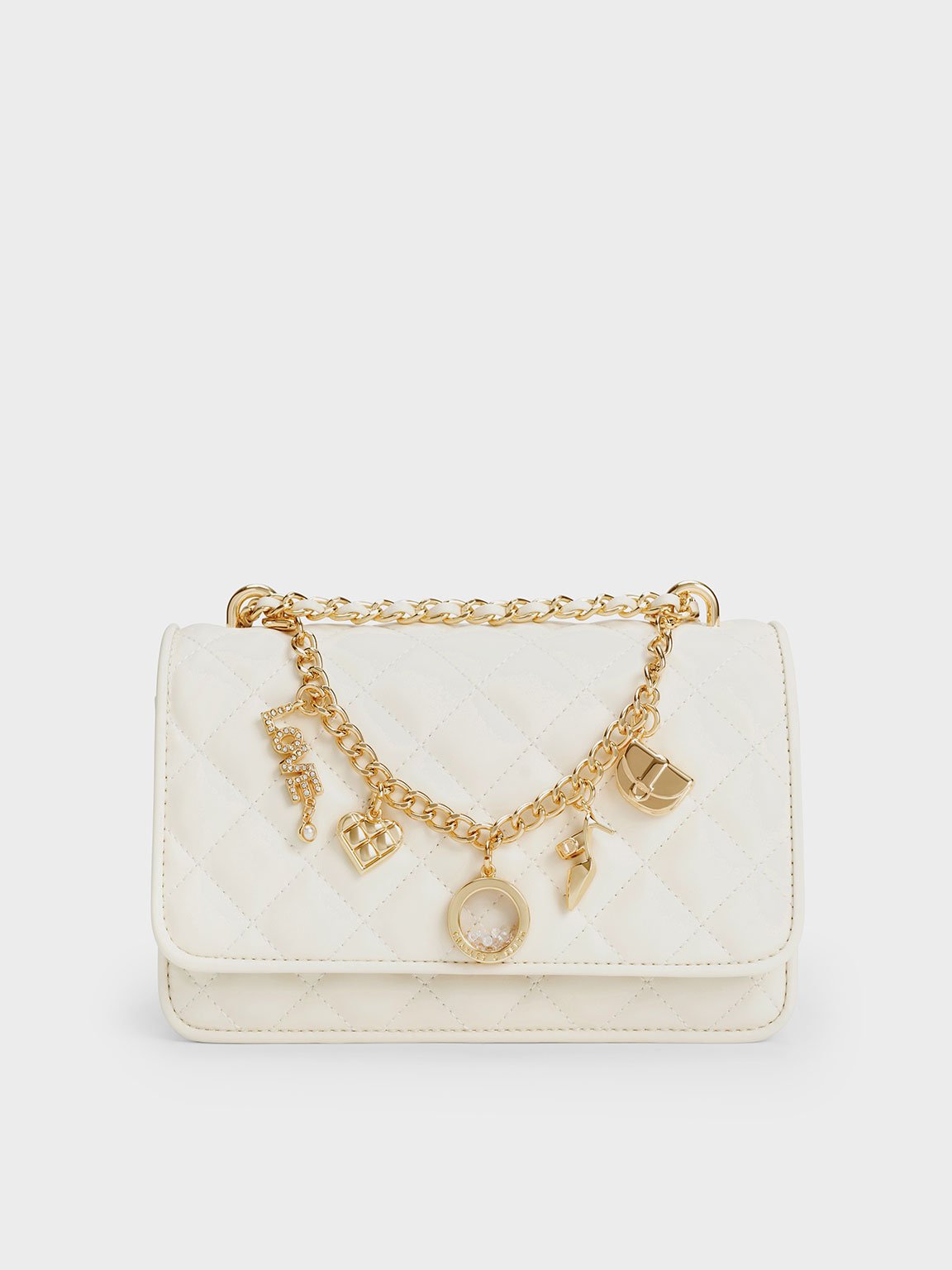 Charles & Keith - Charm-Embellished Quilted Clutch