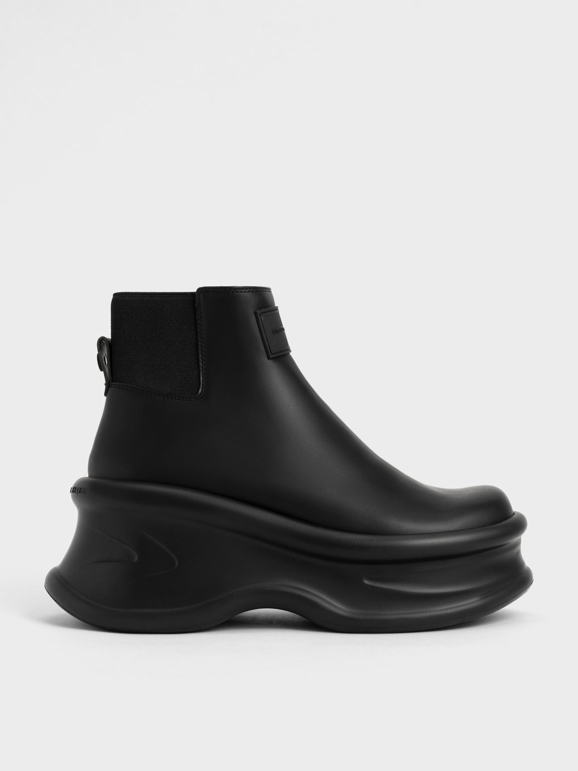 Black Curved Platform Ankle Boots - CHARLES & KEITH UK