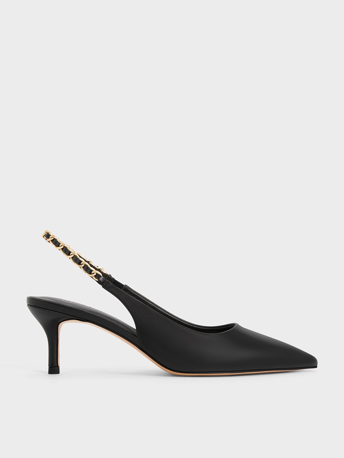 Charles & Keith - Braided-Chain Slingback Pumps