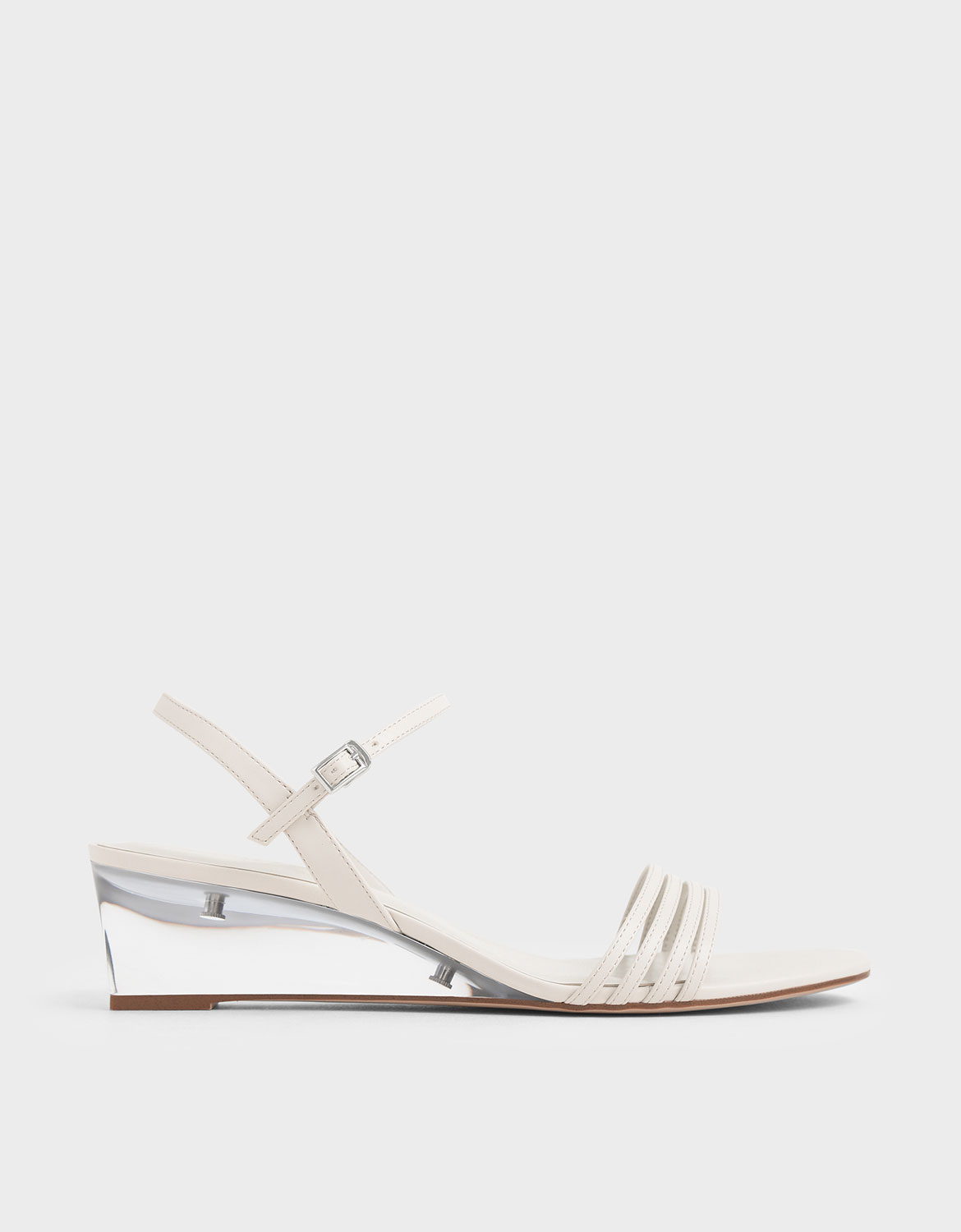 

Ankle Strap Clear Wedges, Chalk