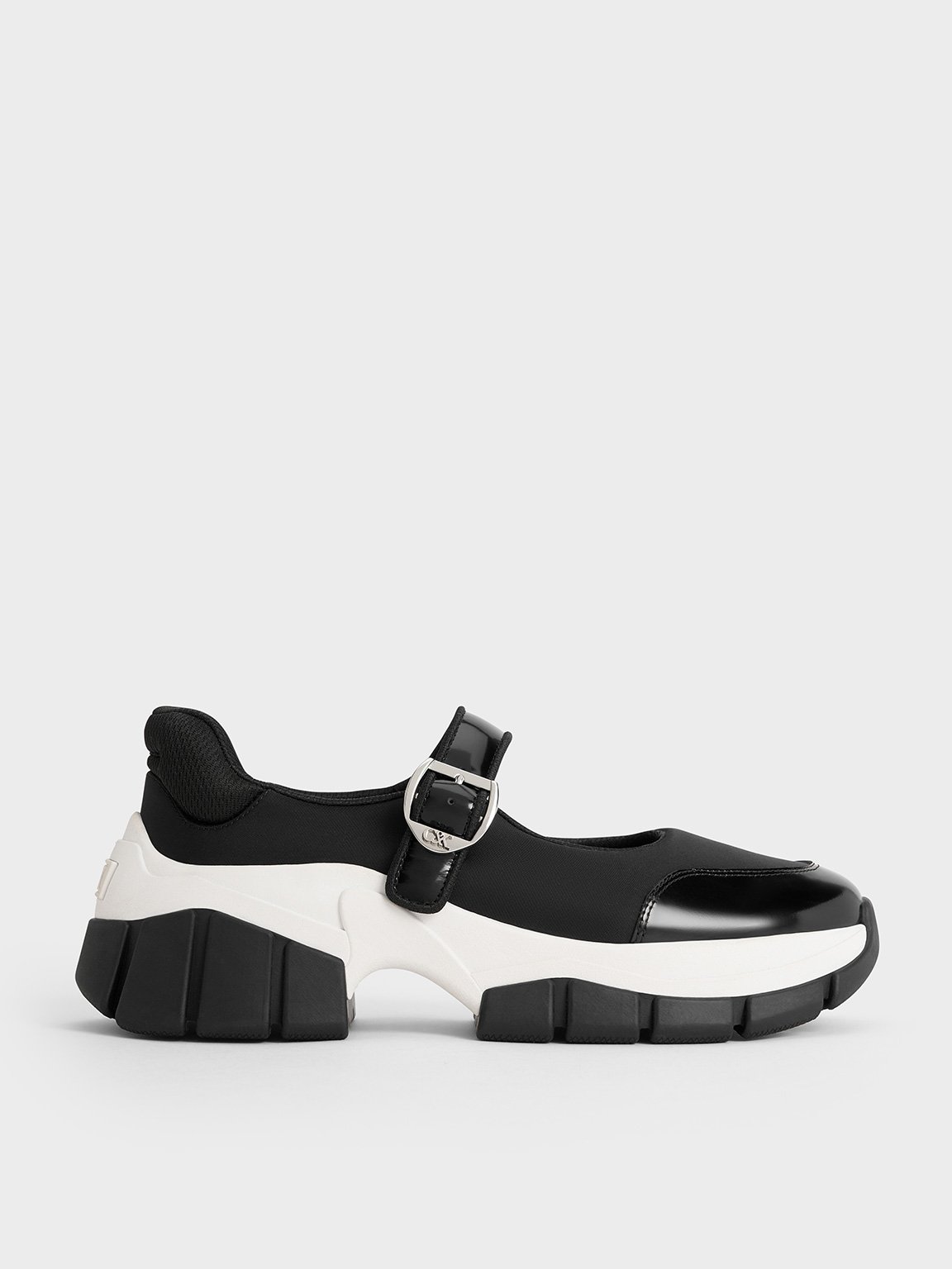 Charles & Keith - Yunna Leather & Recycled Fabric Mary Jane Sneakers