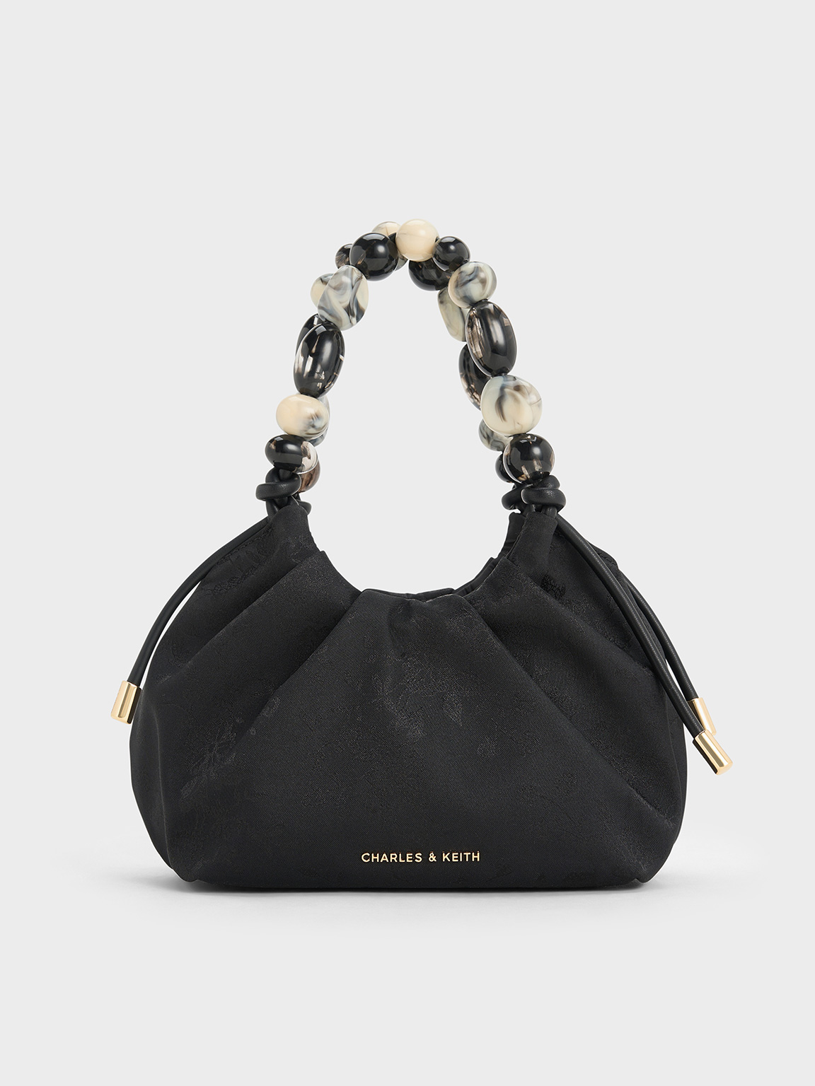 Charles & Keith - Aviary Jacquard Beaded-Handle Bag