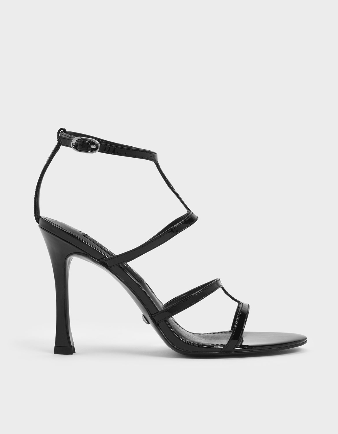 

Patent Leather Strappy Stiletto Heel Sandals, Black