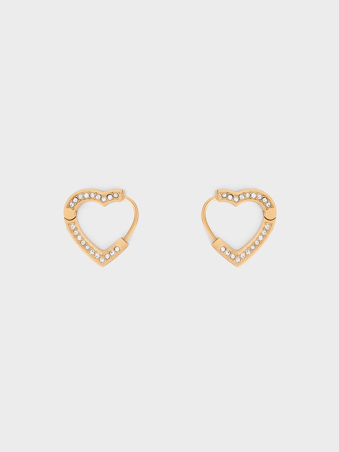 Charles & Keith - Malorie Crystal Heart Hoop Earrings