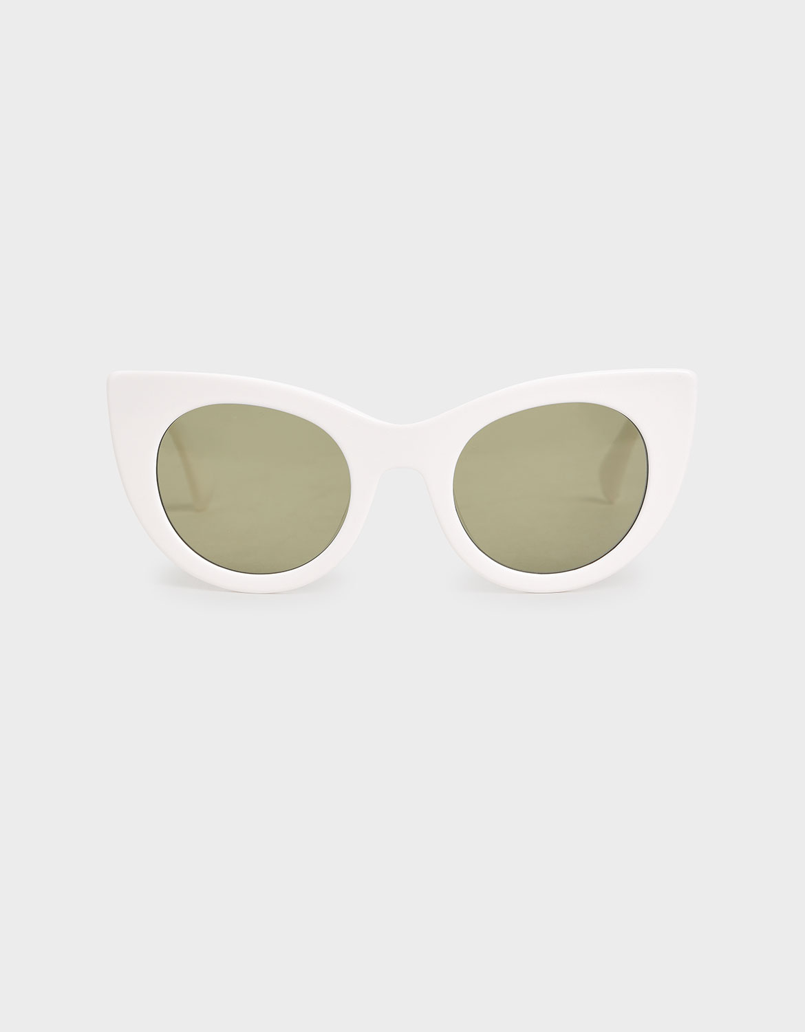 

Thick Frame Cat-Eye Sunglasses, White