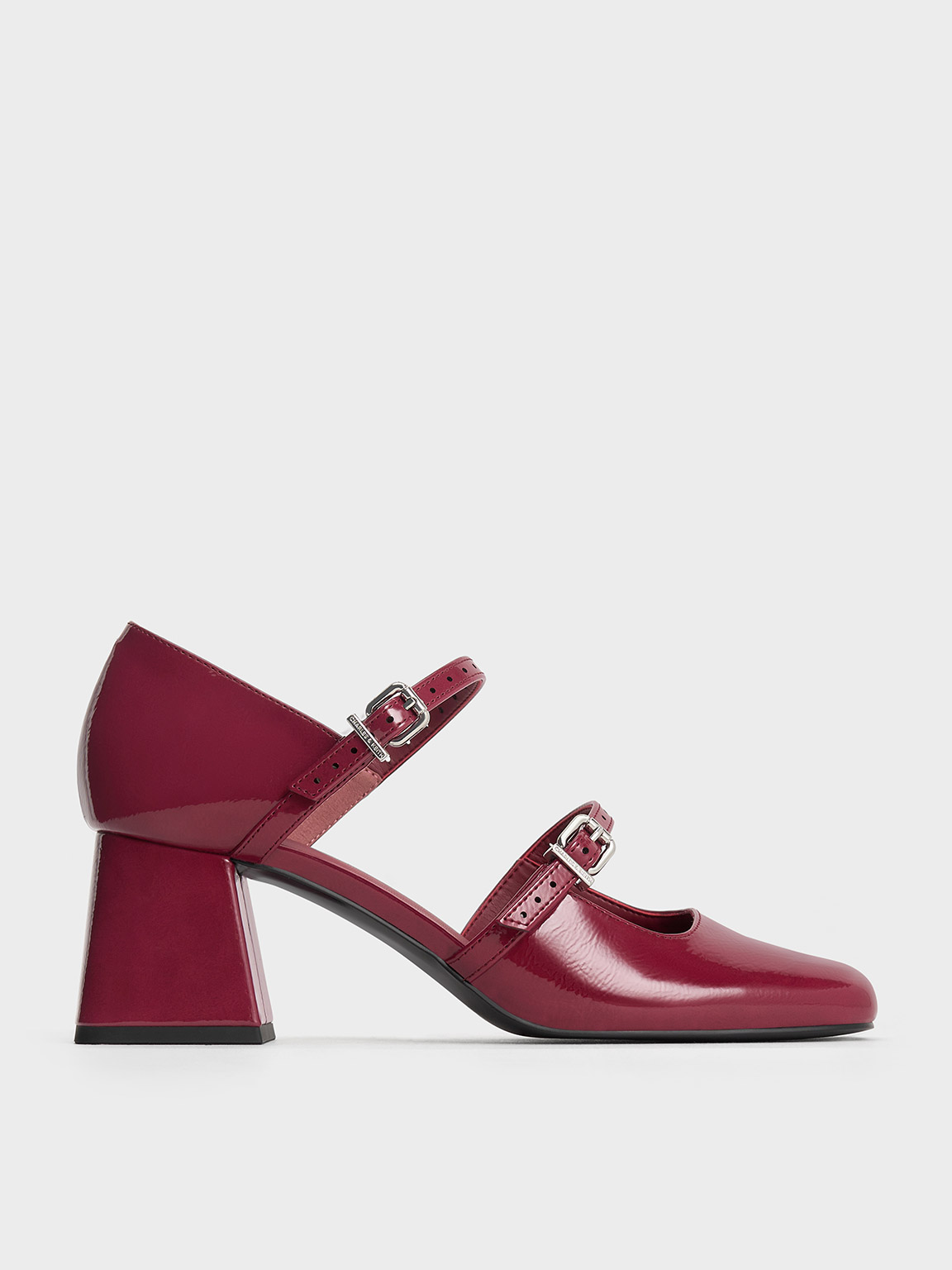 Charles & Keith - Patent Double-Strap D'Orsay Pumps