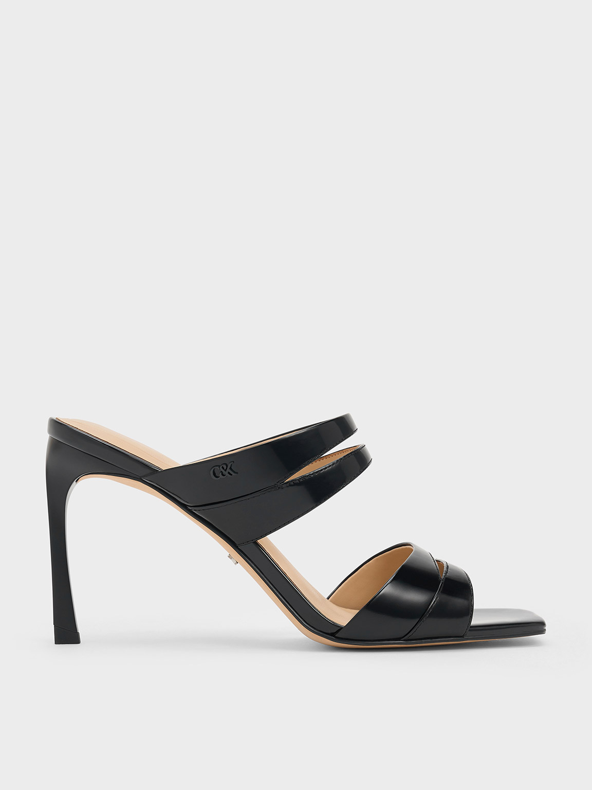 Charles & Keith - Leather Double-Strap Heeled Mules