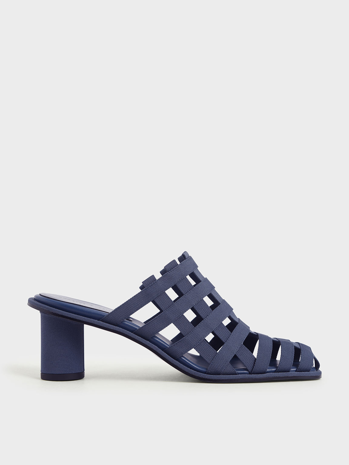 

Grosgrain Caged Mules, Blue