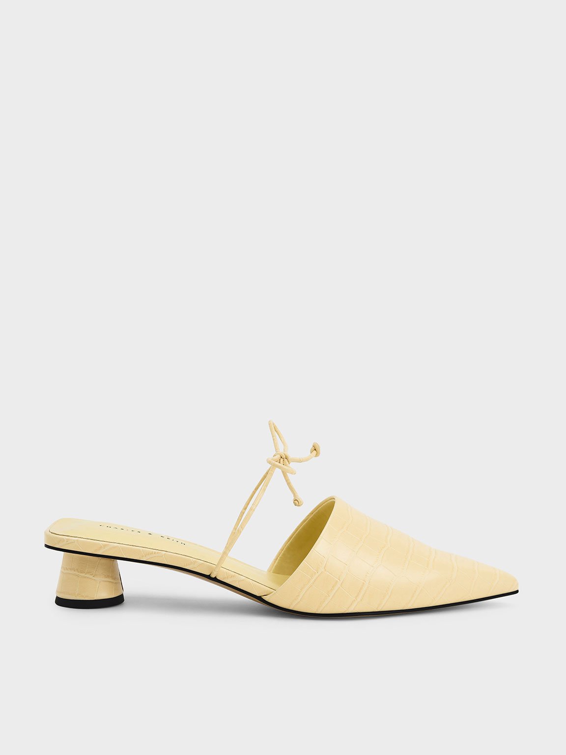 

Croc-Effect Bow-Tie Mules