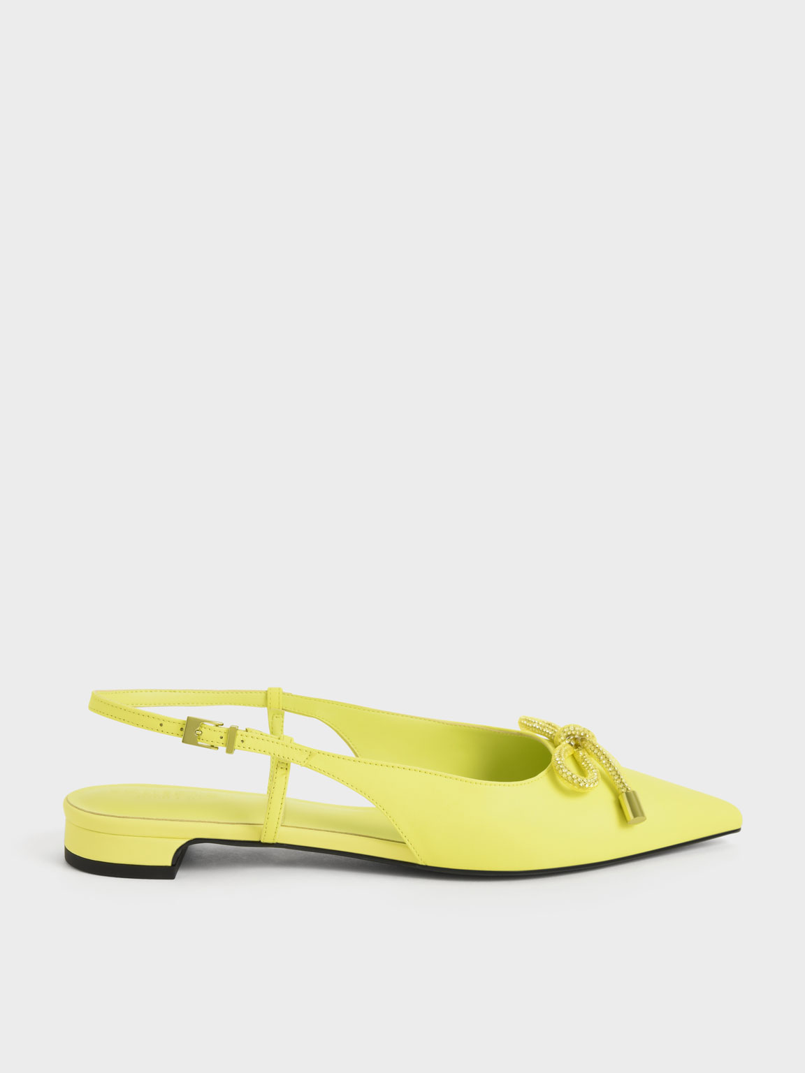 Charles & Keith - Gem-Embellished Bow-Tie Slingback Flats