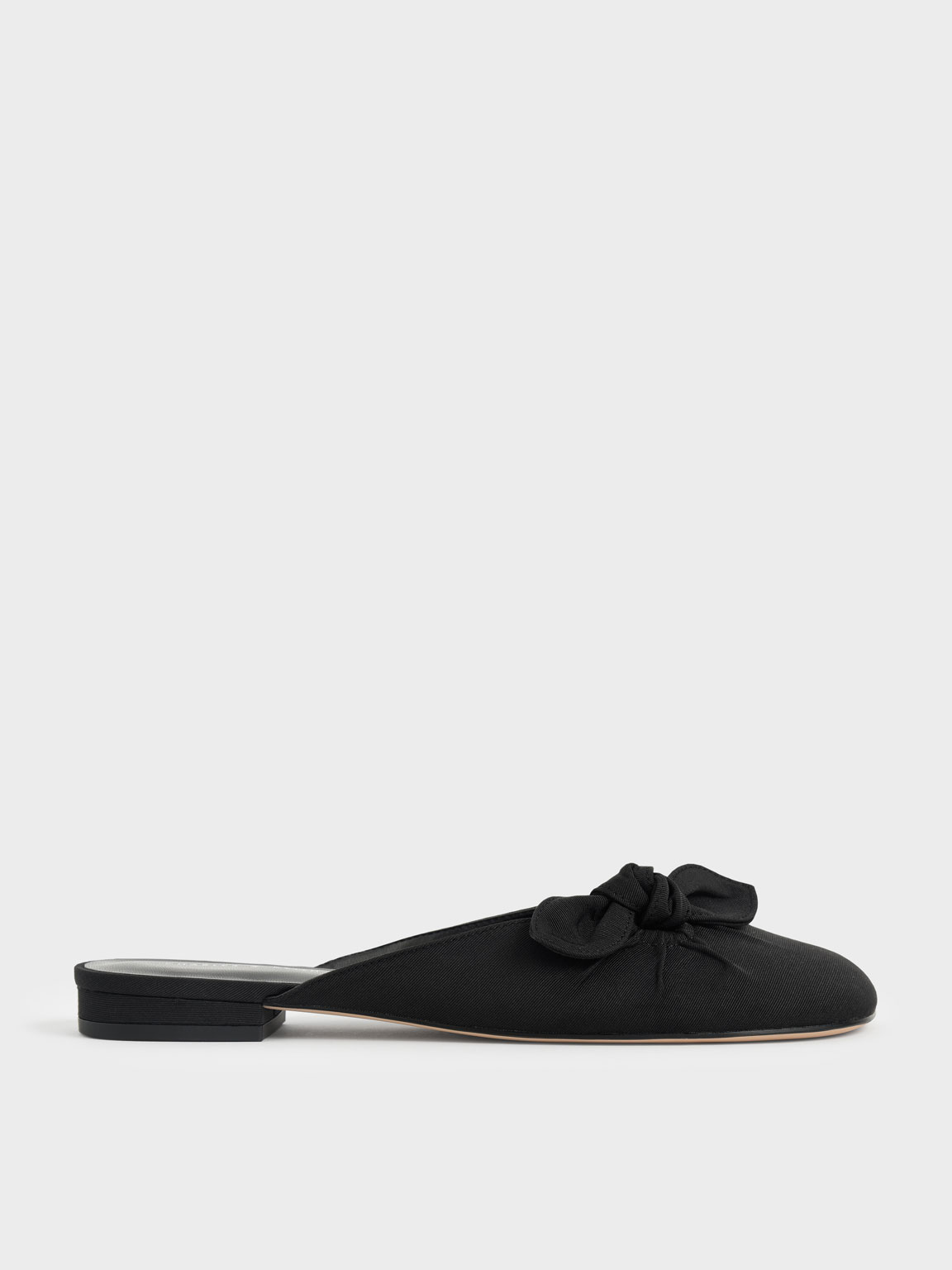 

Knotted Fabric Mules, Black