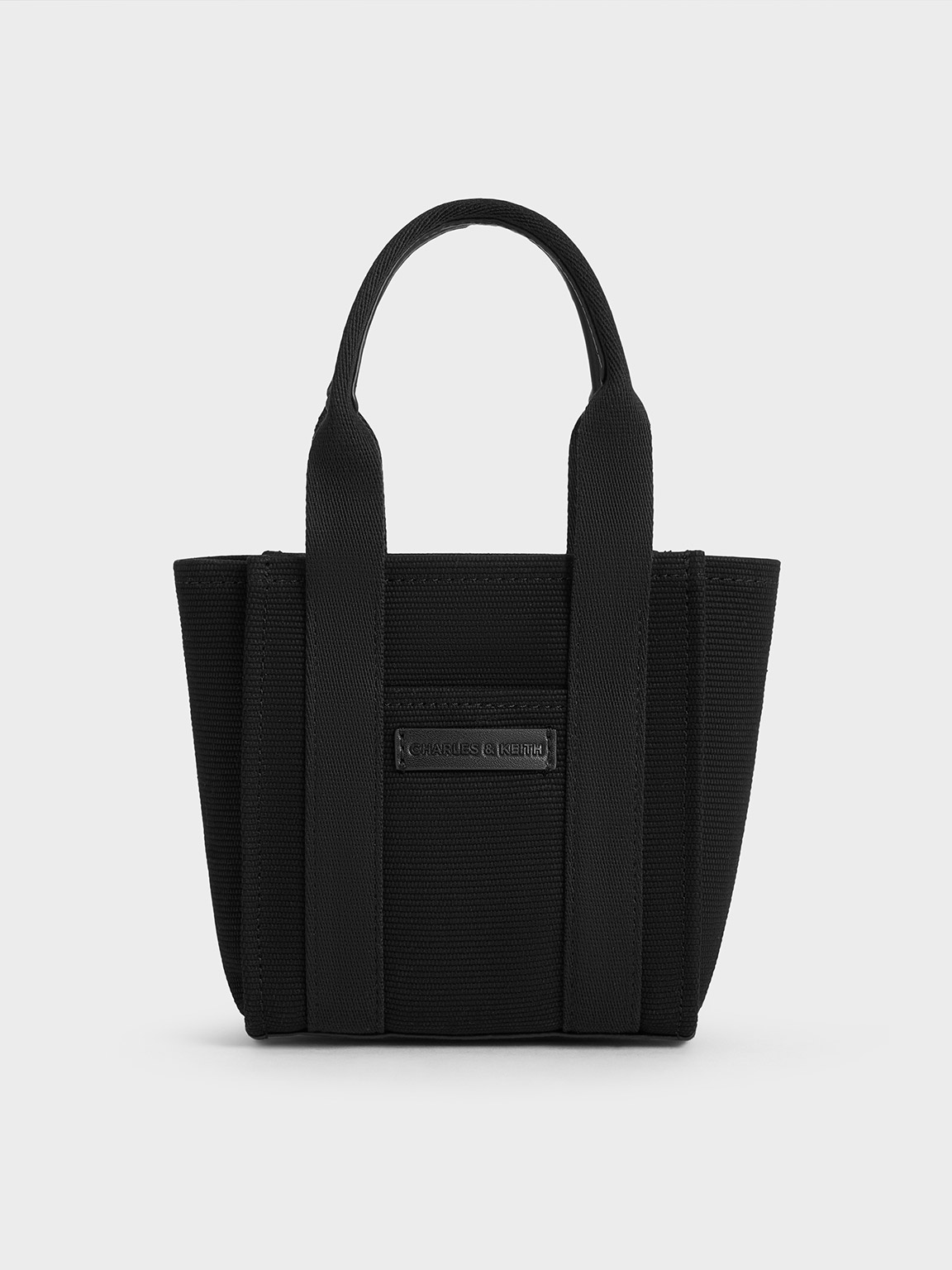 Shop Charles & Keith - Mini Kay Canvas Tote Bag In Noir