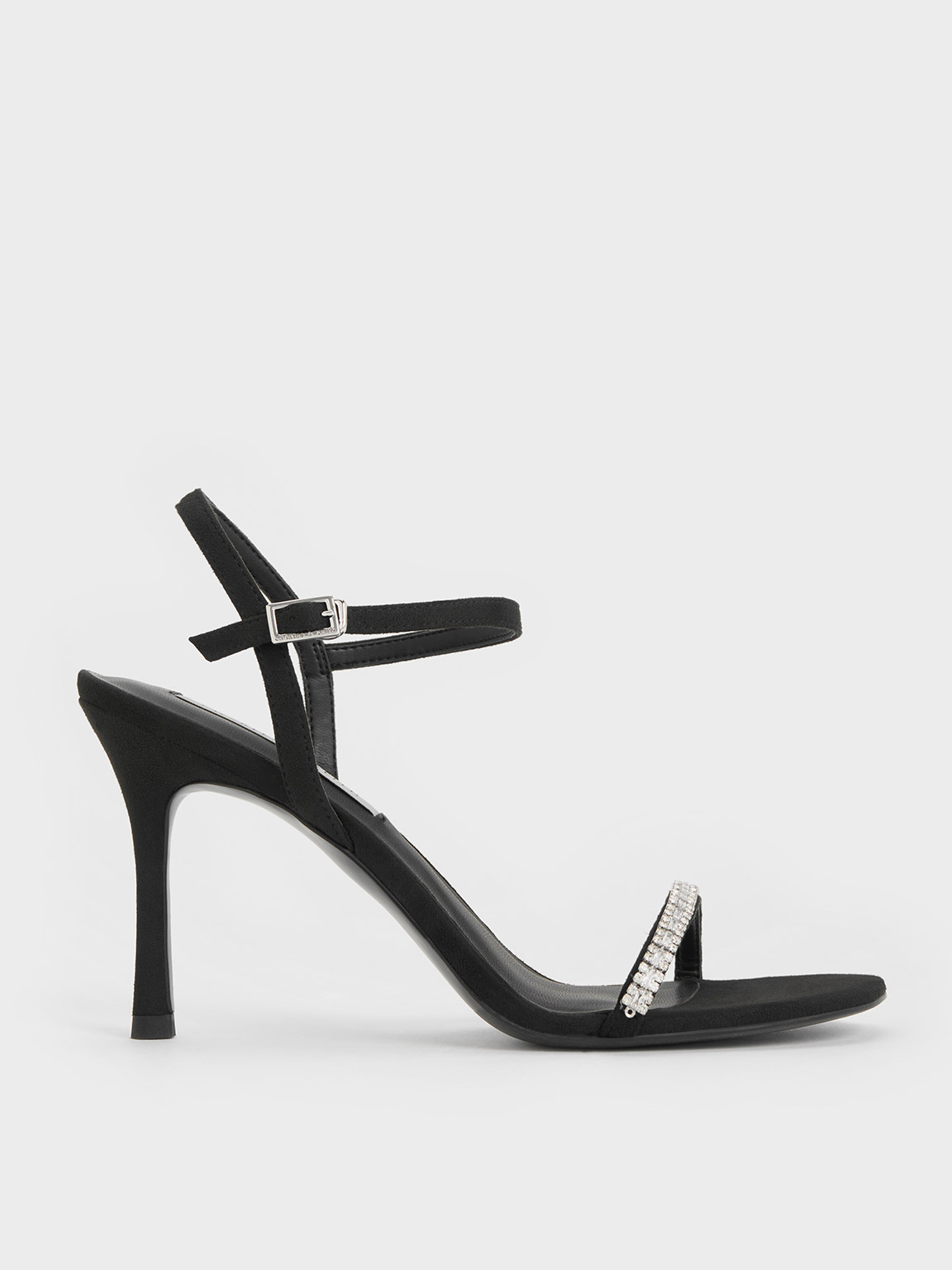 Charles & Keith - Ambrosia Textured Gem-Embellished Ankle-Strap Pumps