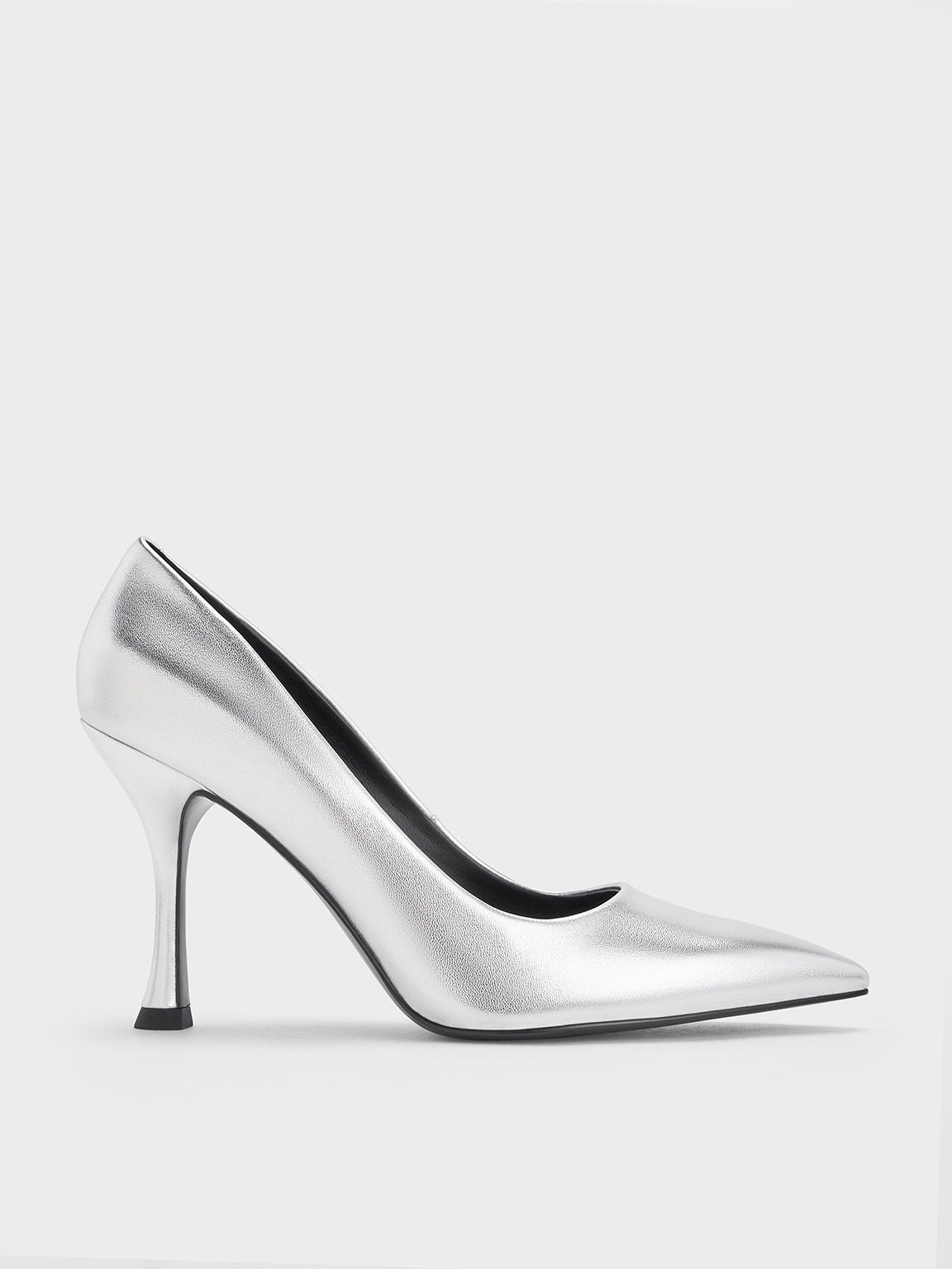 Charles & Keith - Metallic Pointed-Toe Spool-Heel Pumps