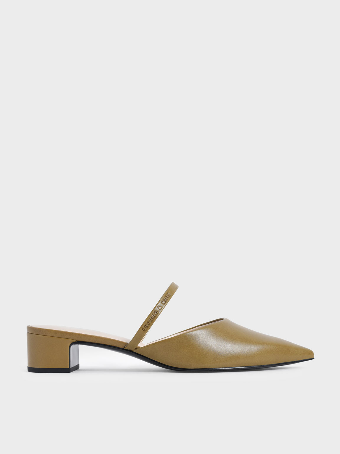 

Pointed Toe Mules, Olive