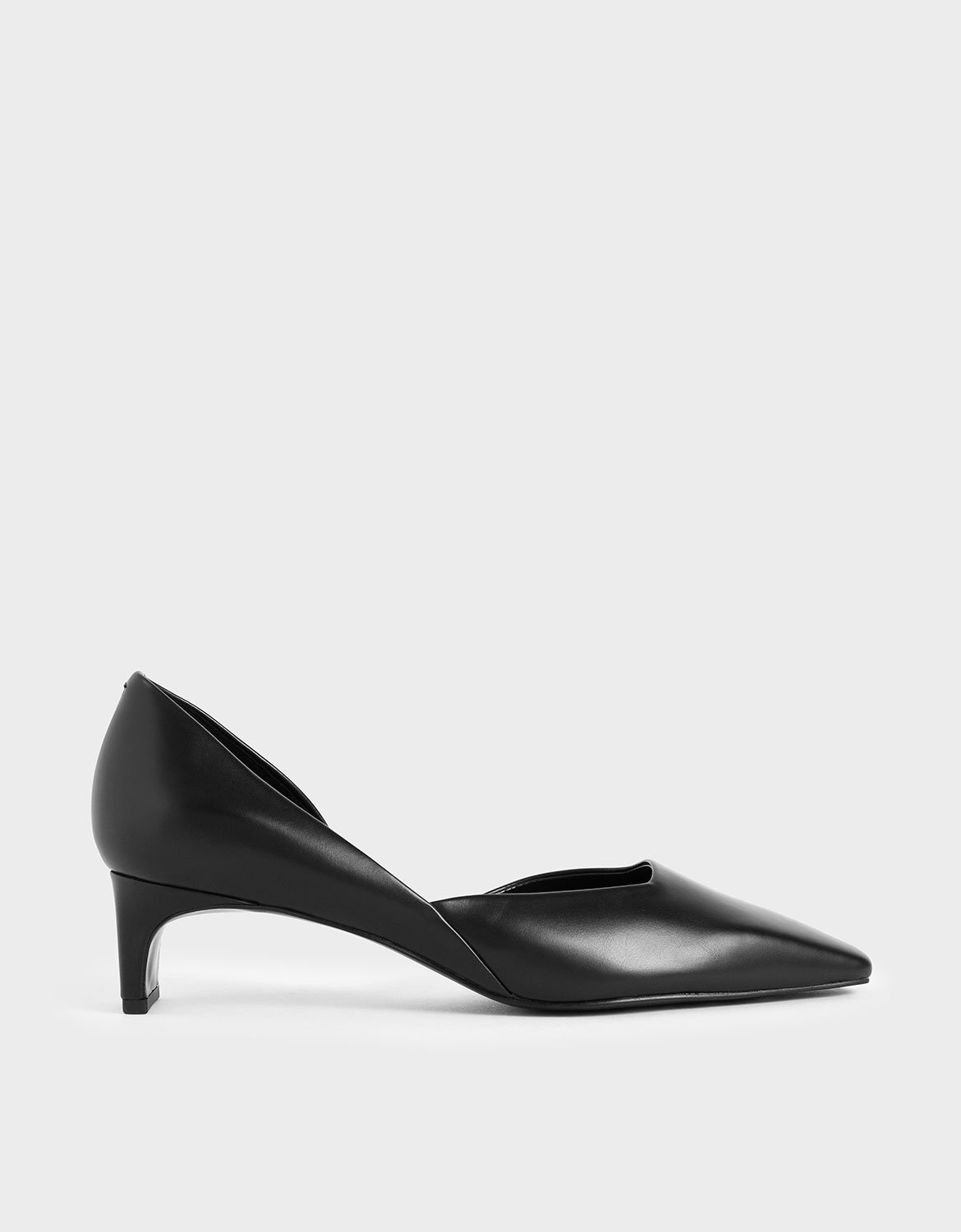 

Square Toe D'Orsay Court Shoes, Black