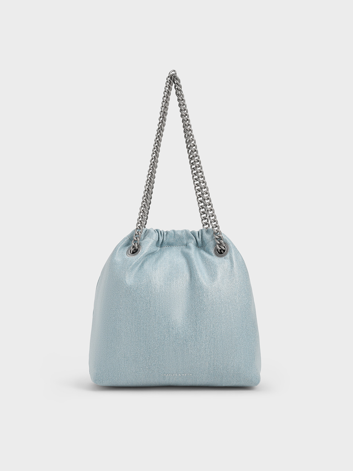 Charles & Keith - Caia Denim Chain-handle Tote Bag In Blue