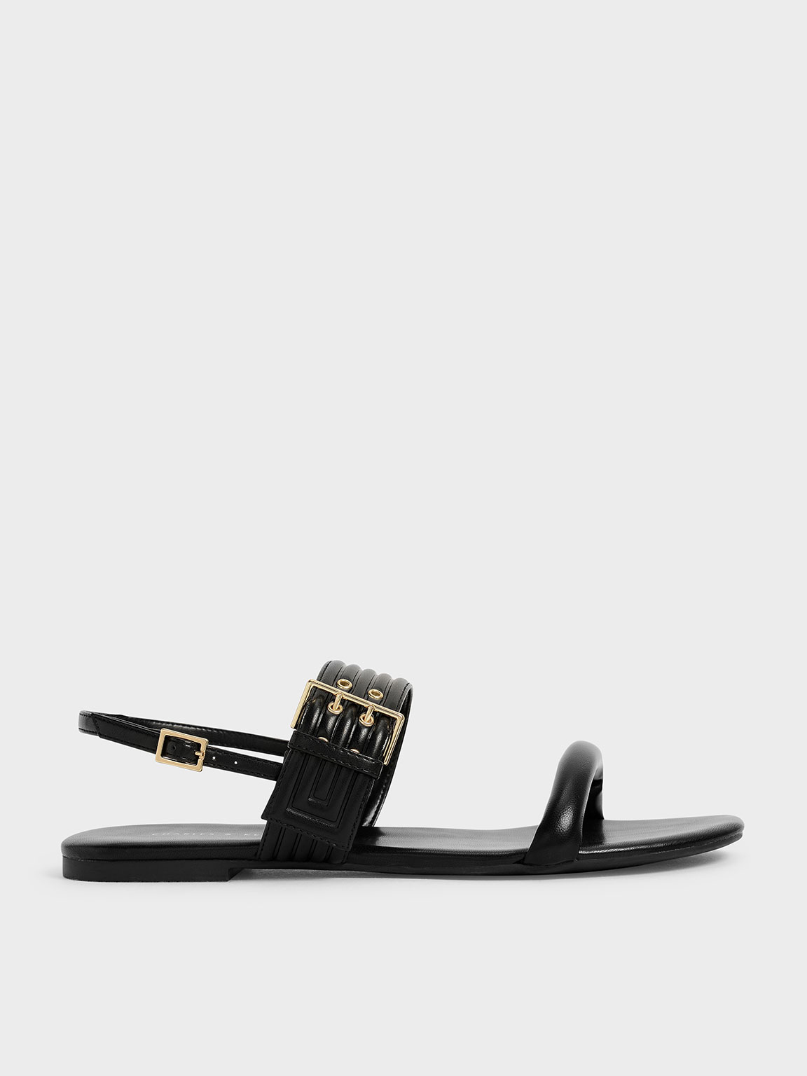 

Puffy Grommet Sandals, Black