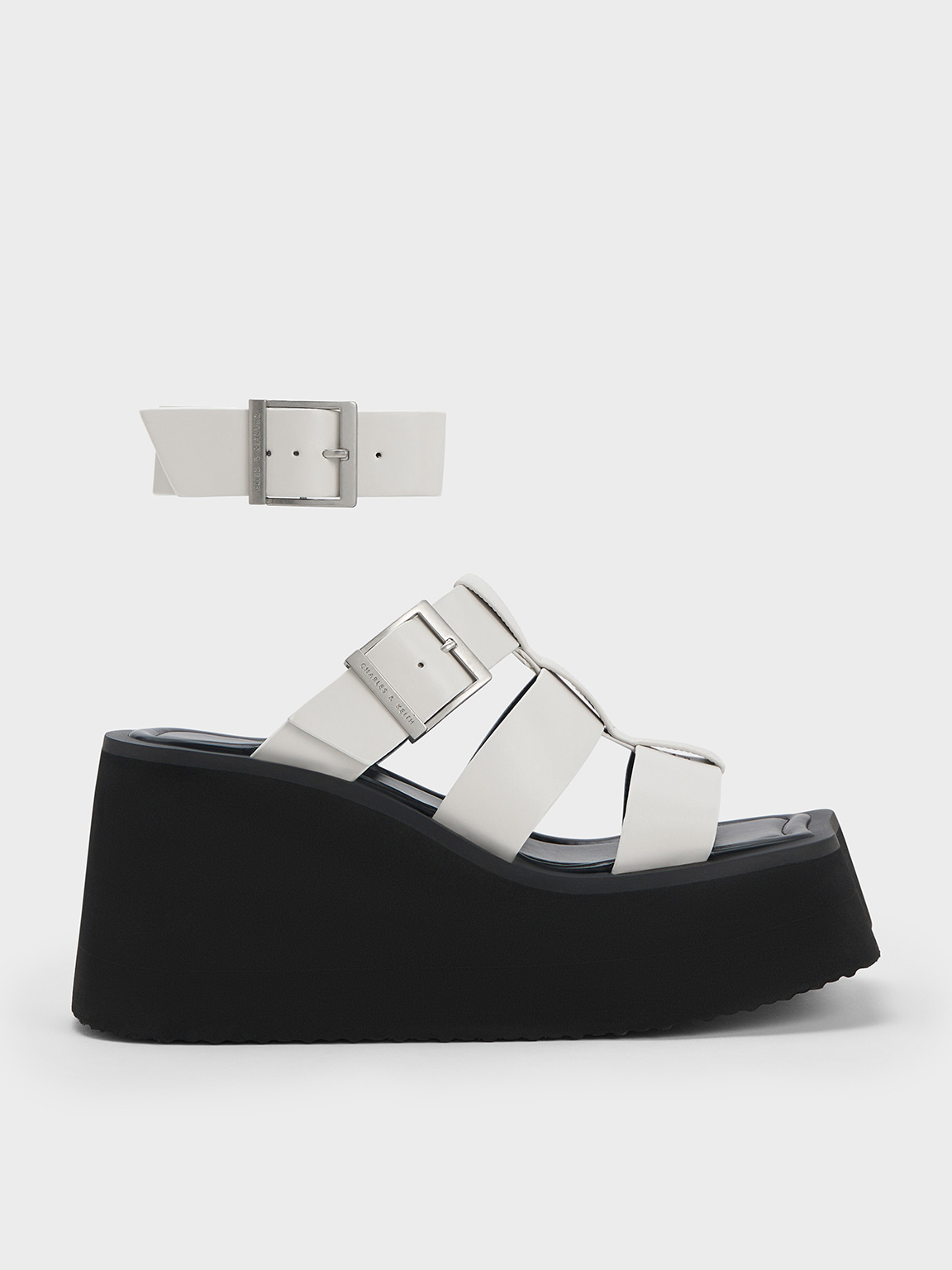 White IIsa Flatform Gladiator Sandals - CHARLES & KEITH UK