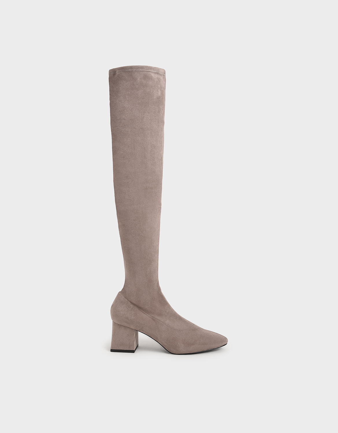 

Textured Thigh High Boots, Taupe