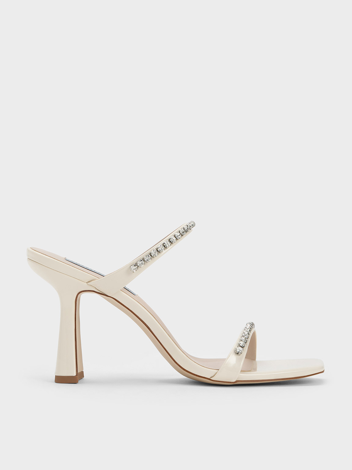 Charles & Keith - Patent Gem-Encrusted Heeled Sandals