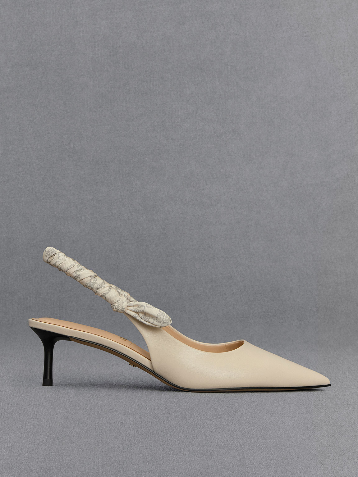 Charles & Keith - Tully Leather Ruched-Strap Slingback Pumps