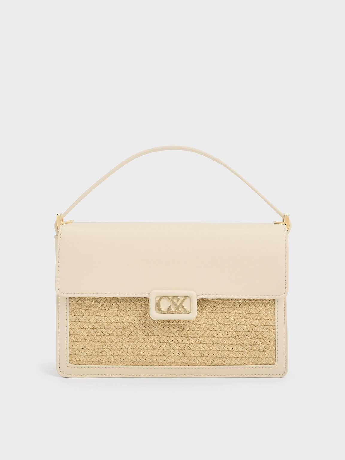 Charles & Keith - Leather & Raffia Shoulder Bag