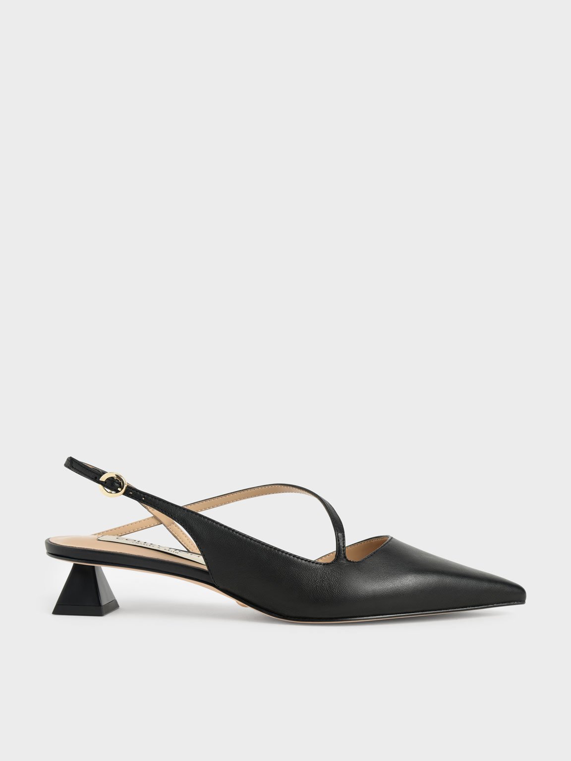 

Leather Asymmetric Slingback Pumps