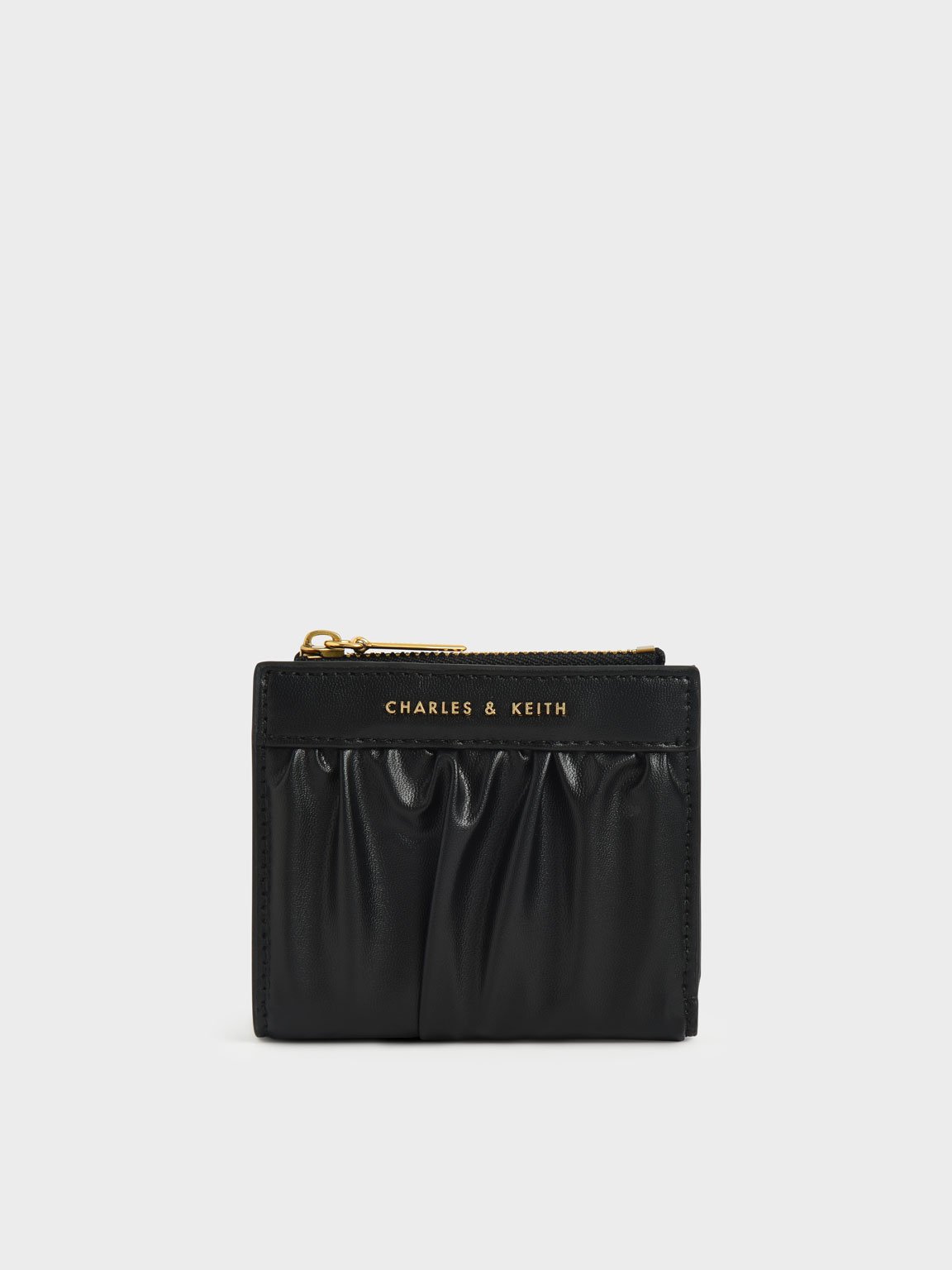 

Ruched Short Wallet, Black