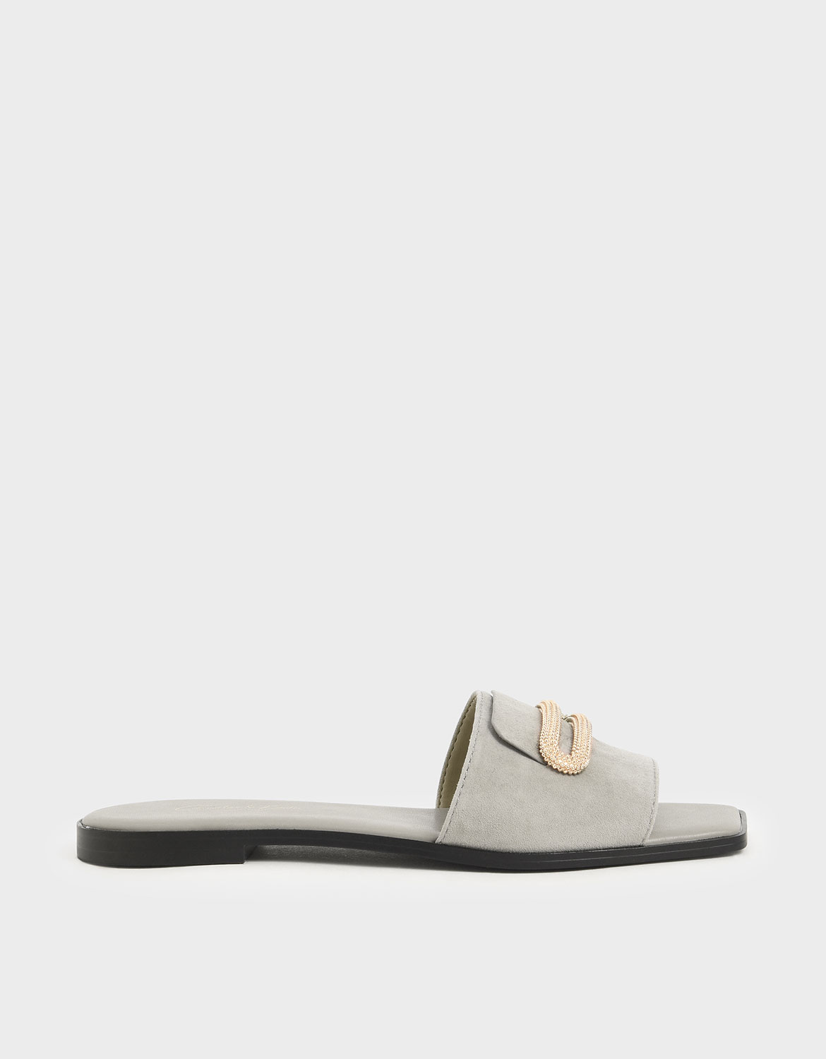 

Metallic Accent Slide Sandals (Kid Suede), Sage green