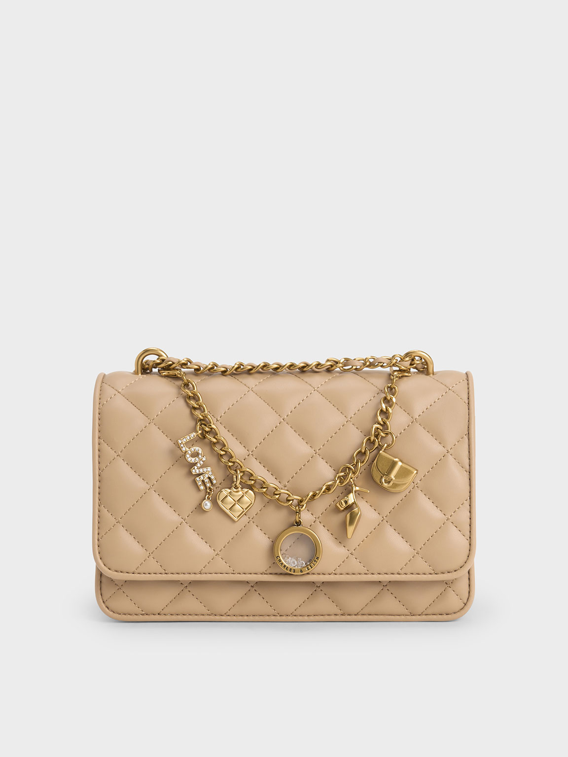 Charles & Keith - Charm-Embellished Quilted Clutch