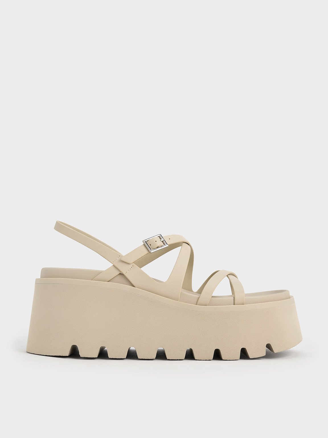 Charles & Keith - Strappy Crossover Flatform Sandals