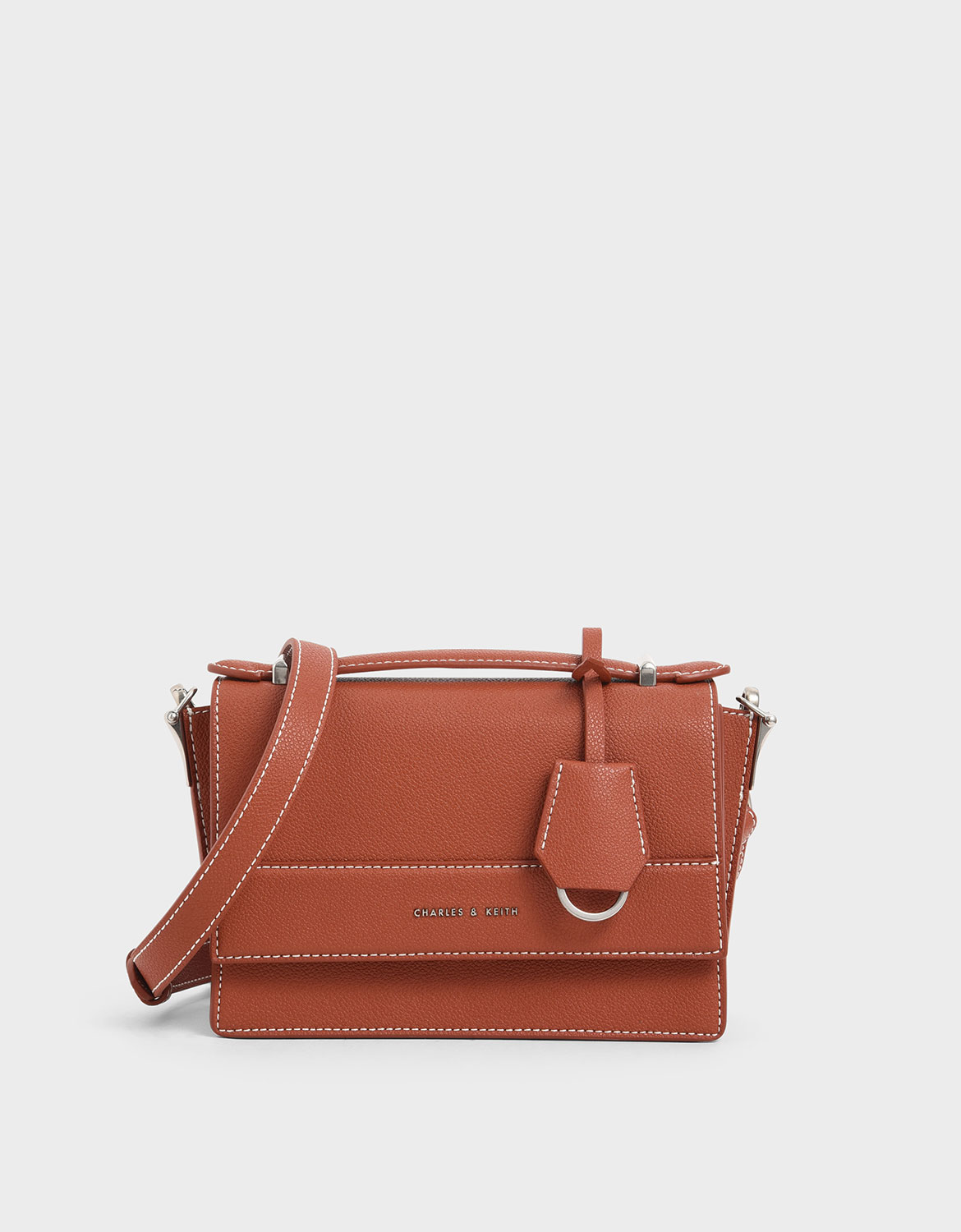 

Front Flap Top Handle Bag, Cognac