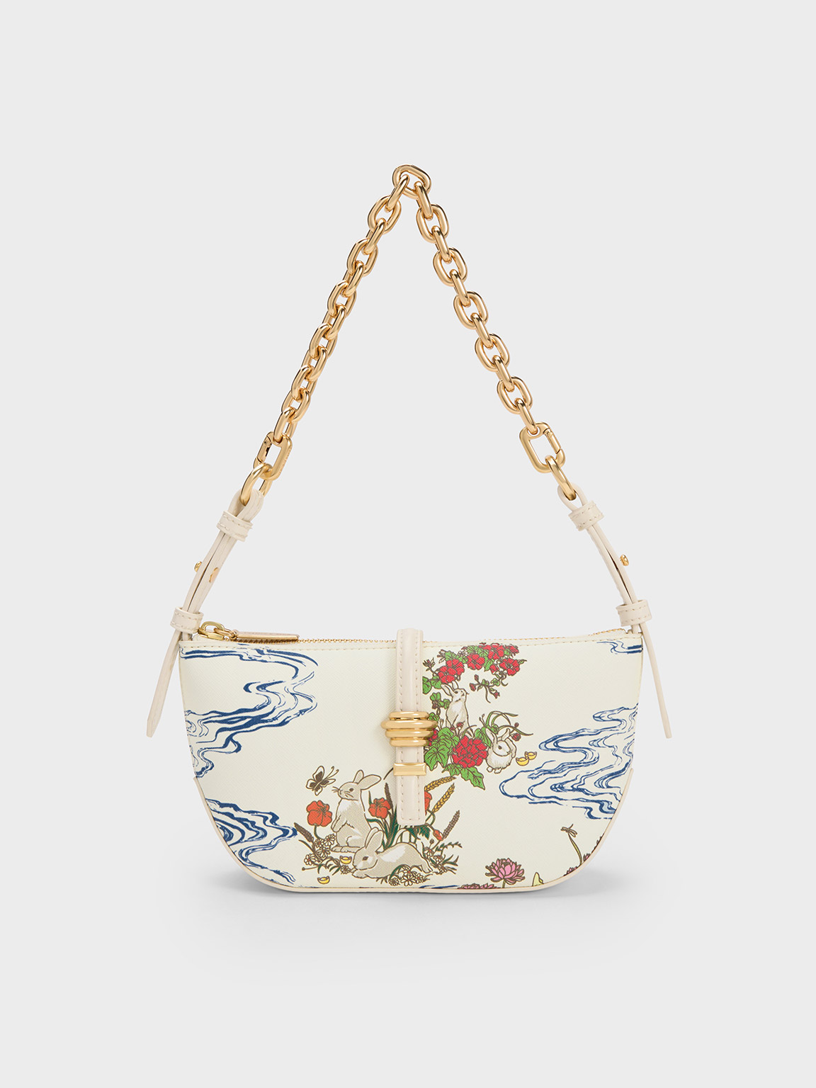 Cream Rabbit Illustrated Belted Bag - CHARLES & KEITH UK