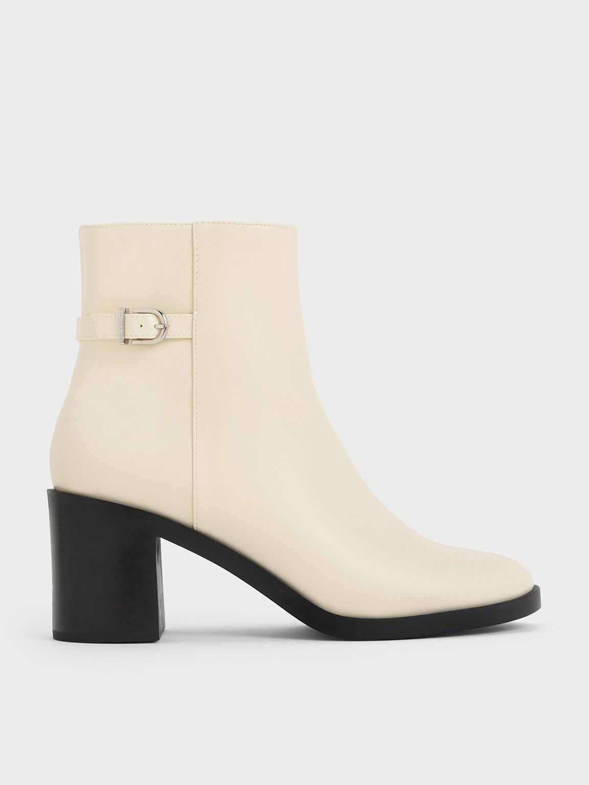 Charles & Keith - Side-Buckle Block Heel Ankle Boots