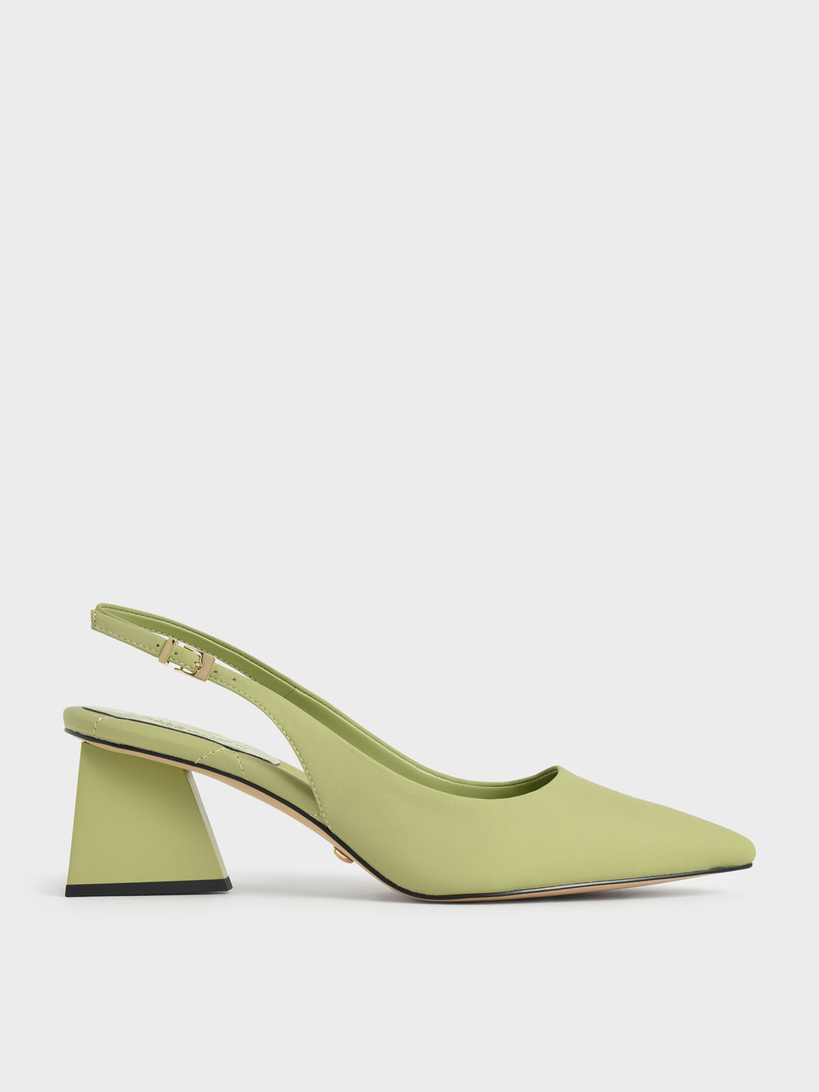 

Leather Pointed Toe Slingback Pumps, Green