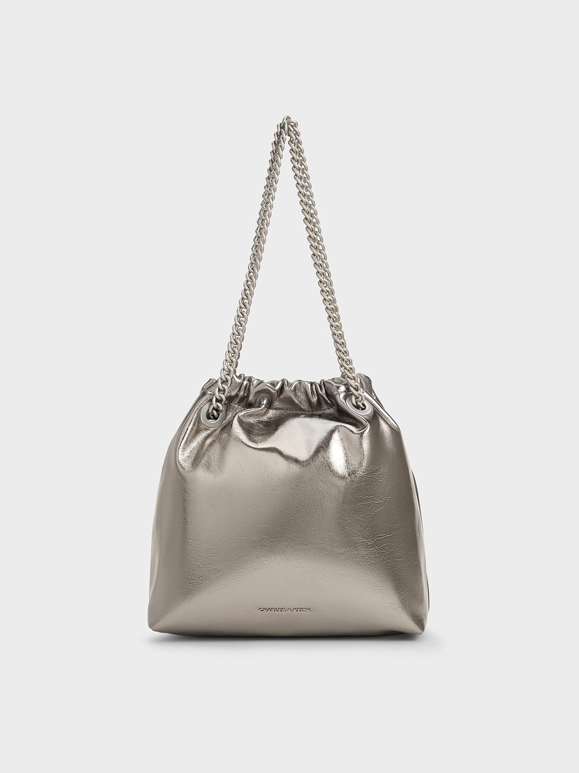 Charles & Keith - Caia Metallic Chain-Handle Tote Bag