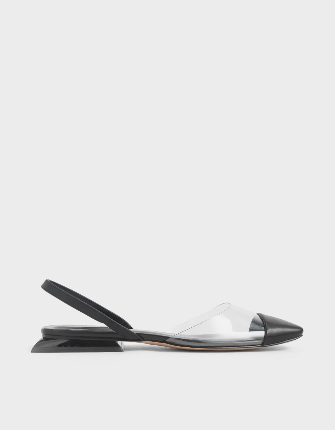 

Clear Slingback Flats, Black