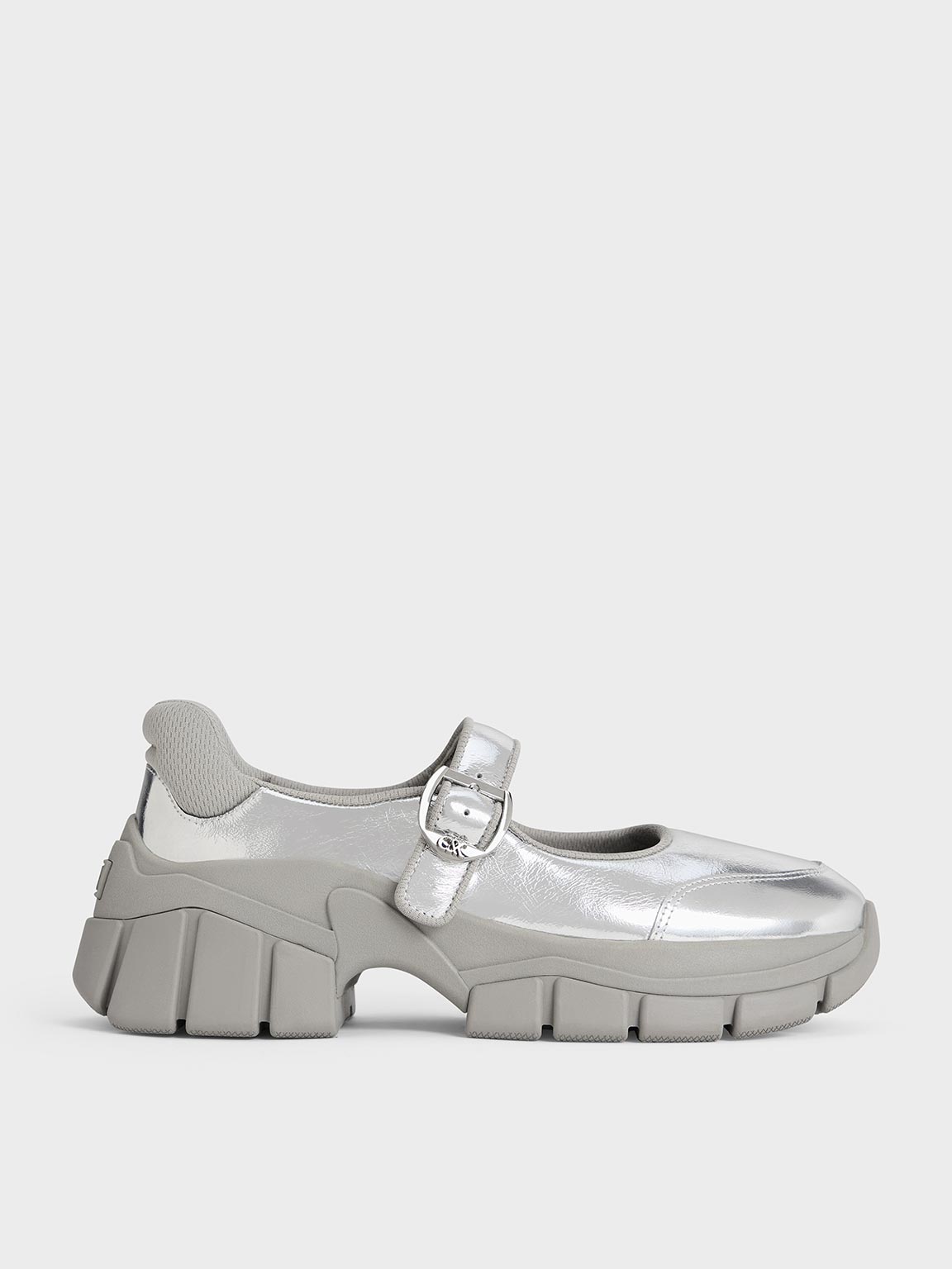 Charles & Keith - Yunna Metallic Leather & Recycled Fabric Mary Jane Sneakers