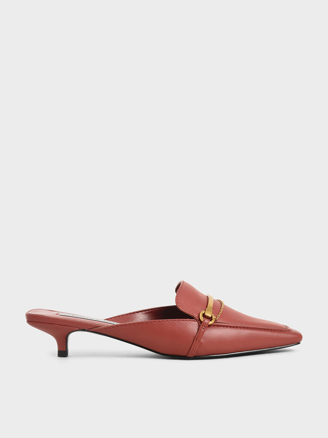 

Metallic Accent Loafer Mules, Red