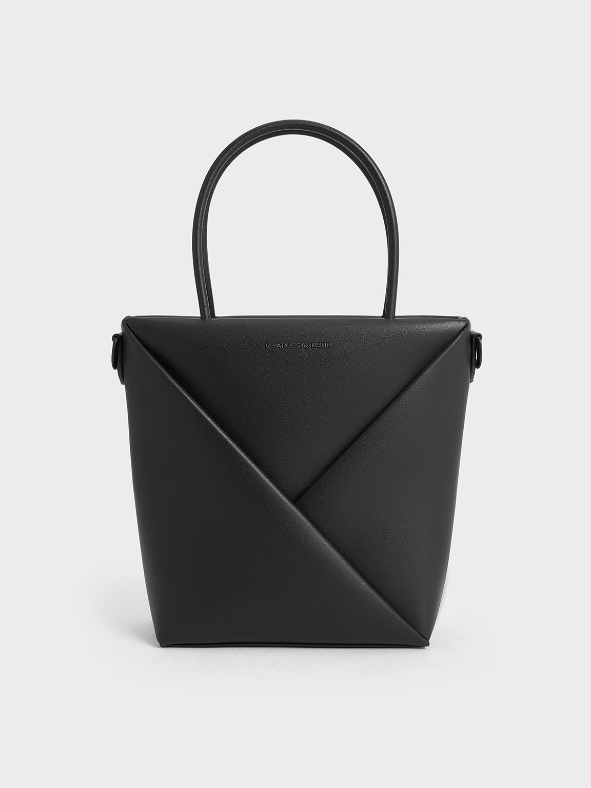 Charles & Keith - Midori Geometric Elongated Tote Bag In Black