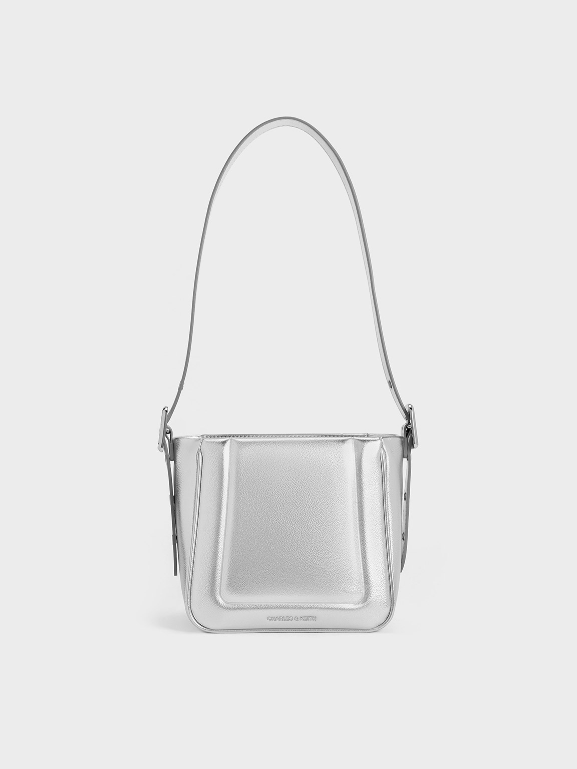 Charles & Keith - Petra Metallic Boxy Bucket Bag