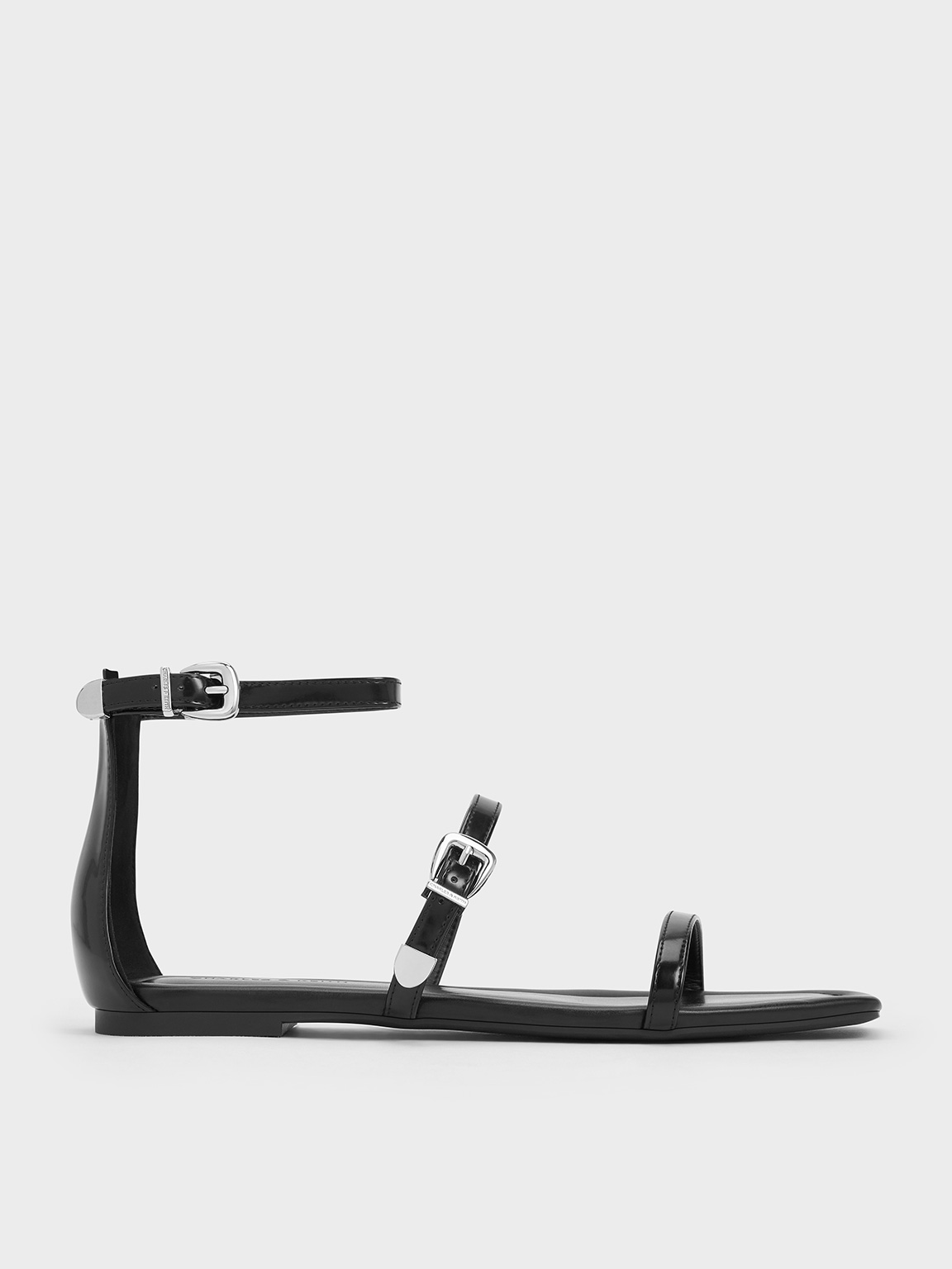 Charles & Keith - Square-Toe Buckled Triple-Strap Sandals