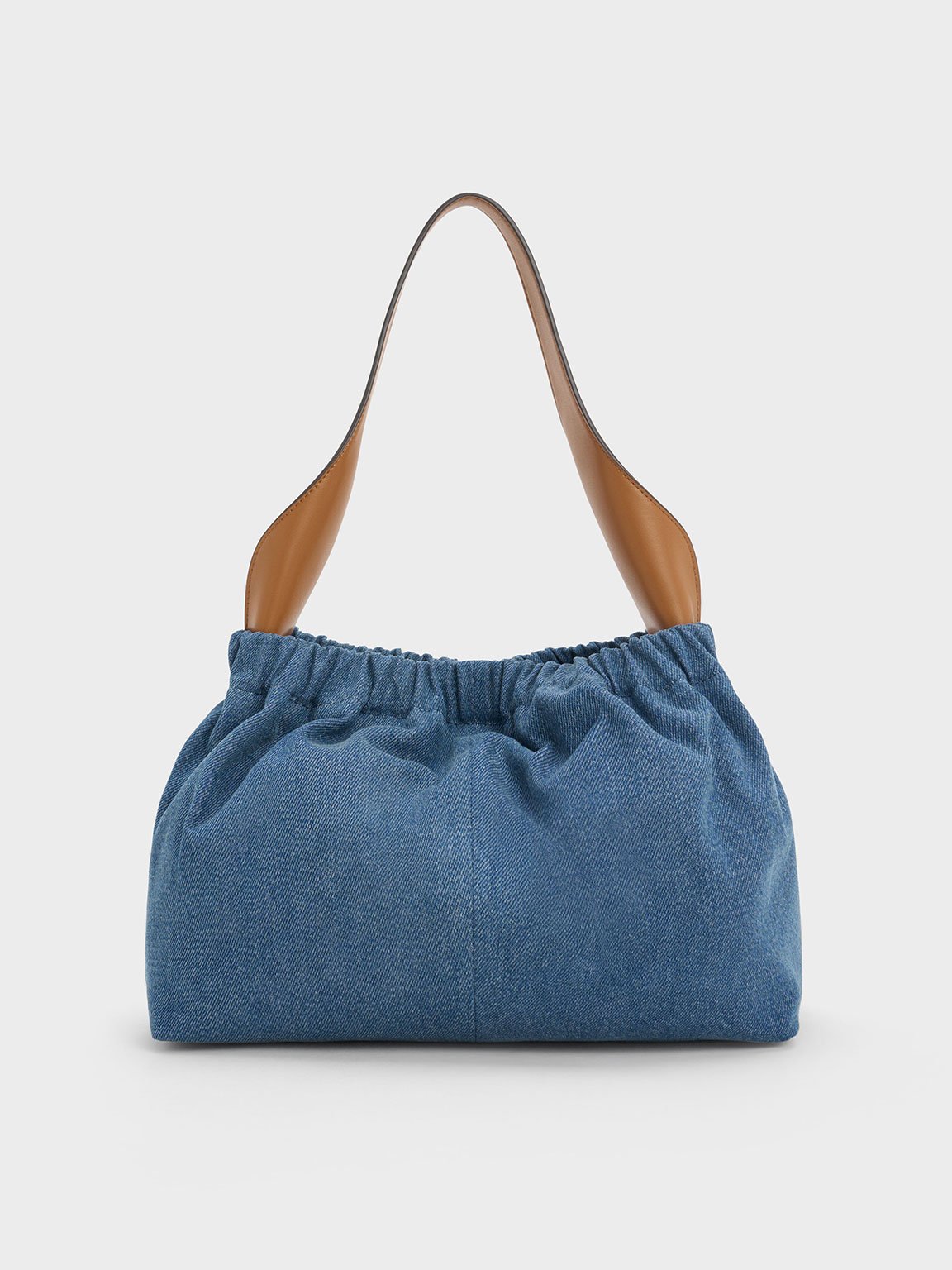 Charles & Keith - Large Ally Denim Ruched Slouchy Bag