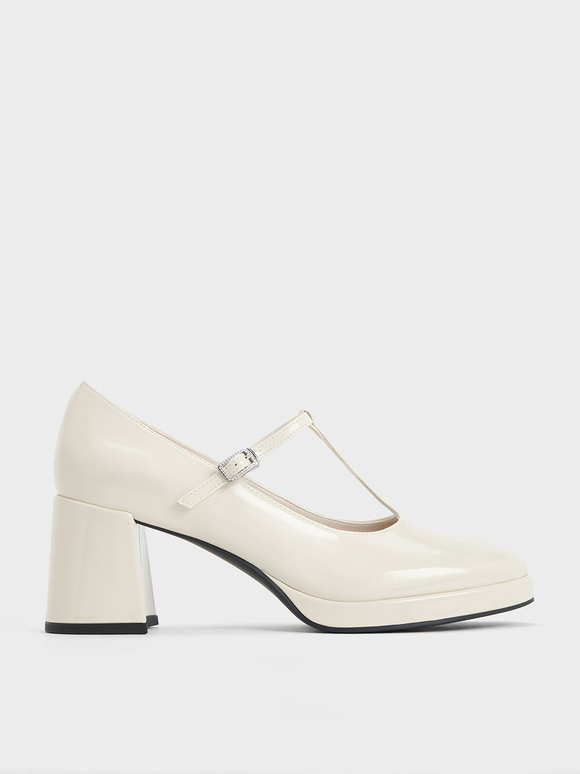 Charles & Keith - Crystal-Buckle T-Bar Mary Jane Pumps