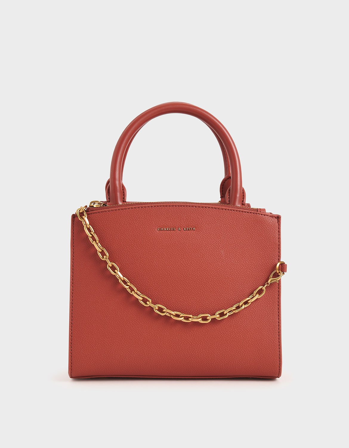 

Chain-Link Top Handle Bag, Clay