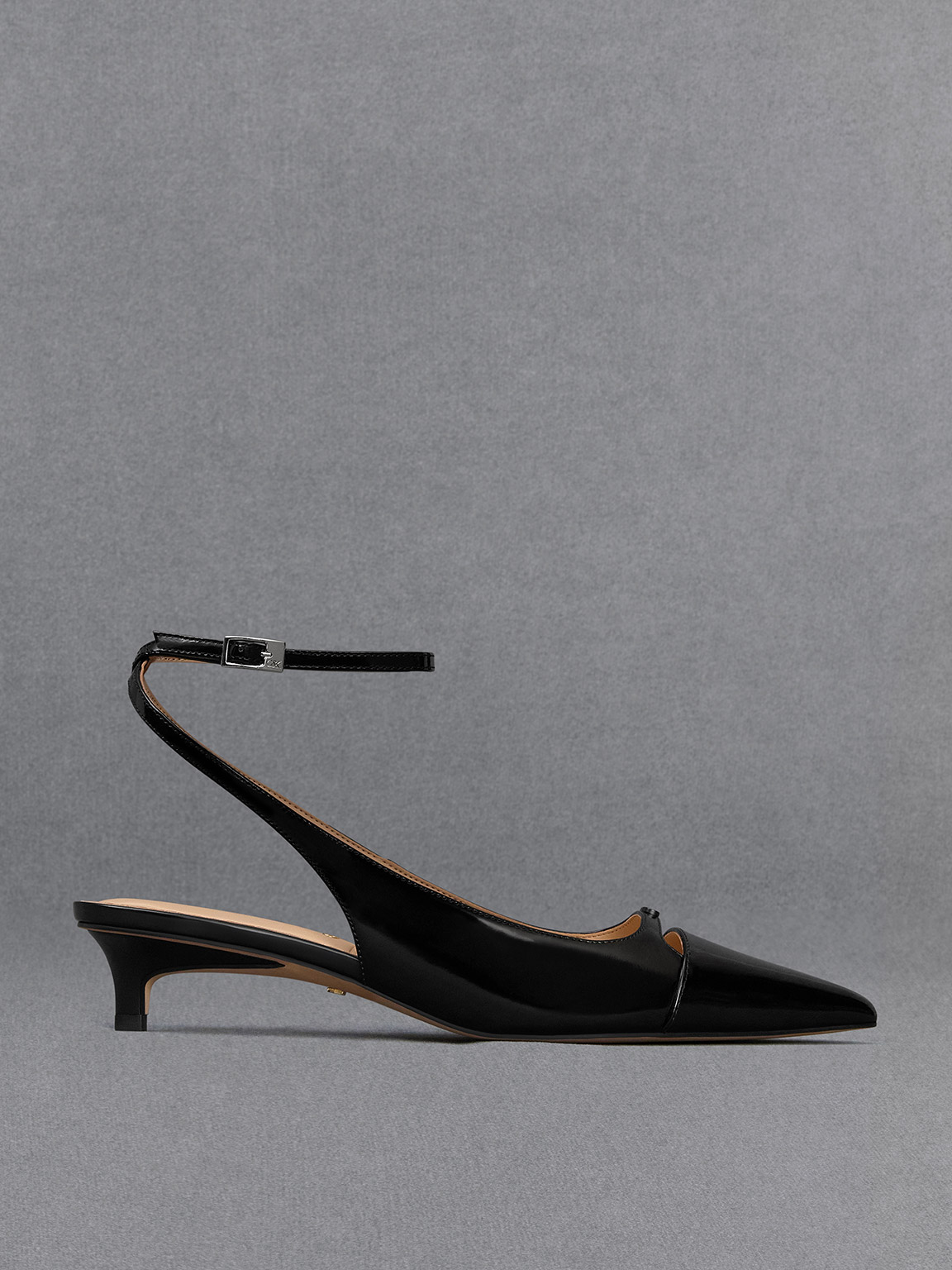 Charles & Keith - Leather Kitten-Heel Pumps