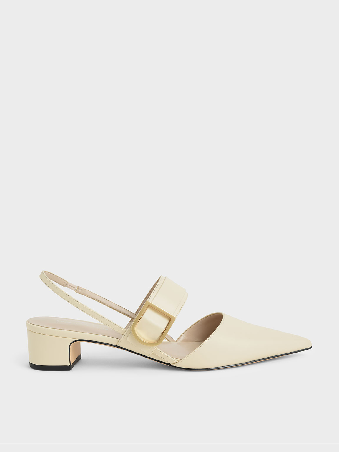 

Buckle Slingback Pumps, Chalk