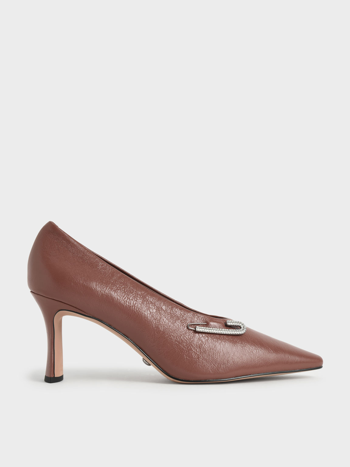 

Gem-Embellished Leather Pumps, Tan